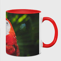 Чашка с принтом «Красный попугай Ара» (цвет чашки на выбор)