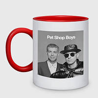 Чашка с принтом двухцветная «Pet shop boys» (цвет чашки на выбор)