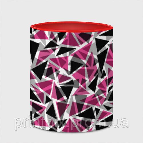 Чашка з принтом  «Геометричний візерунок у вишнево-сірих і чорних тонах» (колір чашки на вибір)