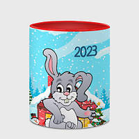 Чашка с принтом «Кролик 2023 новый год» (цвет чашки на выбор)