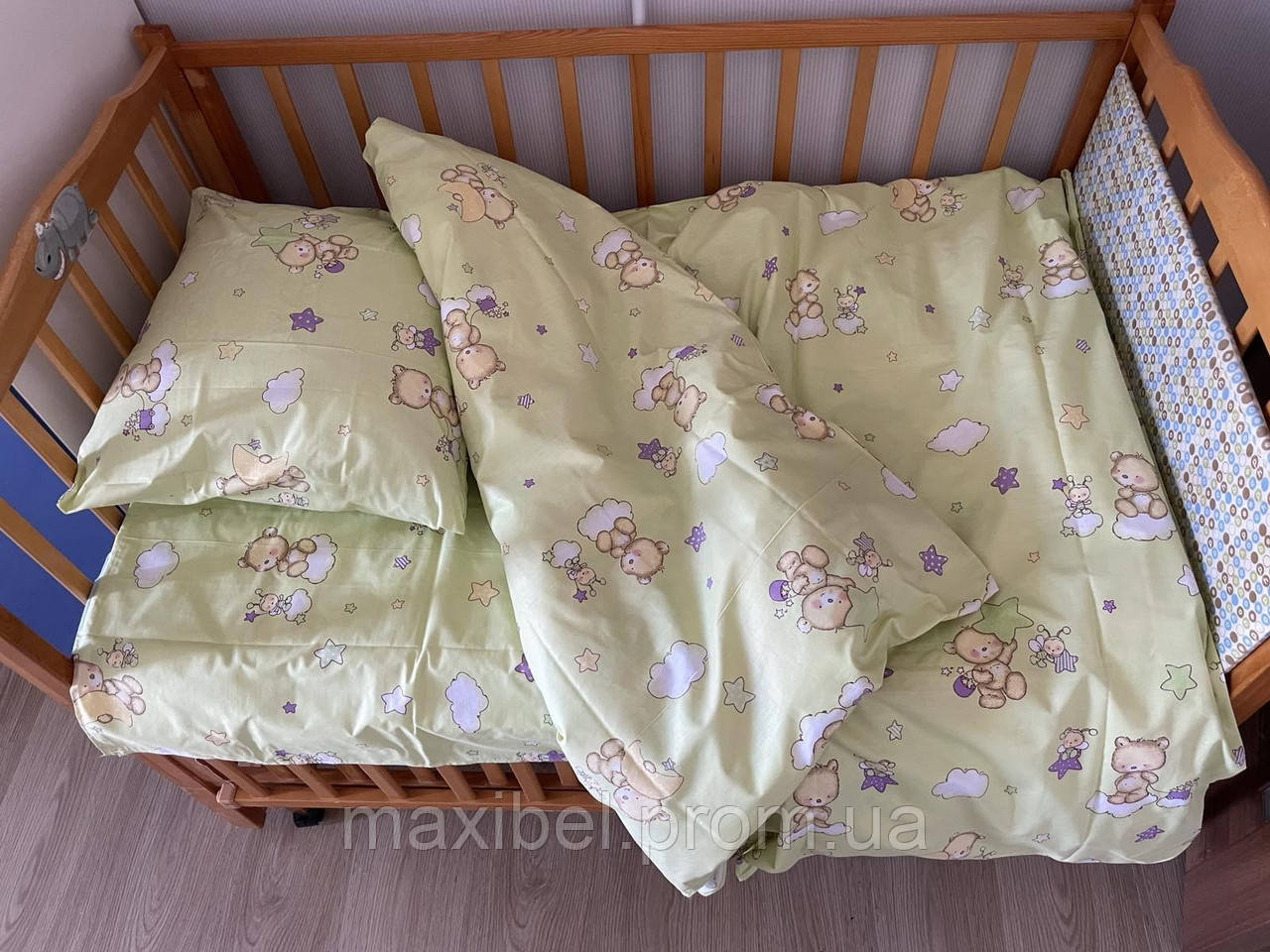 Комплект дитячої постільної білизни в дитяче ліжечко 100% Бавовна
