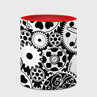 Чашка с принтом «Шестеренки в черно-белом стиле» (цвет чашки на выбор)