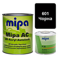601 Черная Акриловая авто краска Mipa 1 л + отвердитель P25 0.5 л
