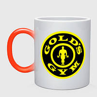 Чашка с принтом хамелеон «Golds gym» (цвет чашки на выбор)