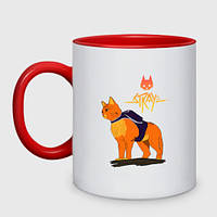 Чашка с принтом двухцветная «Stray - cat logo» (цвет чашки на выбор)