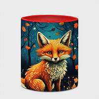 Чашка с принтом «Лиса в Folk Art стиле» (цвет чашки на выбор)