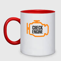 Чашка двухцветная Check engine 330 мл (цвет чашки на выбор)
