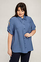 Женская блузка с легким отливом летняя 50 р джинсового цвета