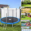 Великий батут для дітей і дорослих діаметром 435 см із зовнішньою сіткою Atleto синій, фото 3