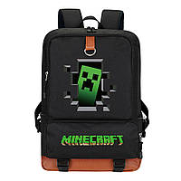 Шкільний рюкзак для хлопчика "Майнкрафт" (Minecraft), чорний водонепроникний ранець у школу для дітей
