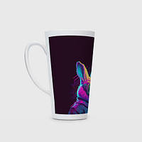 Чашка с принтом Латте «Модный кролик в очках»