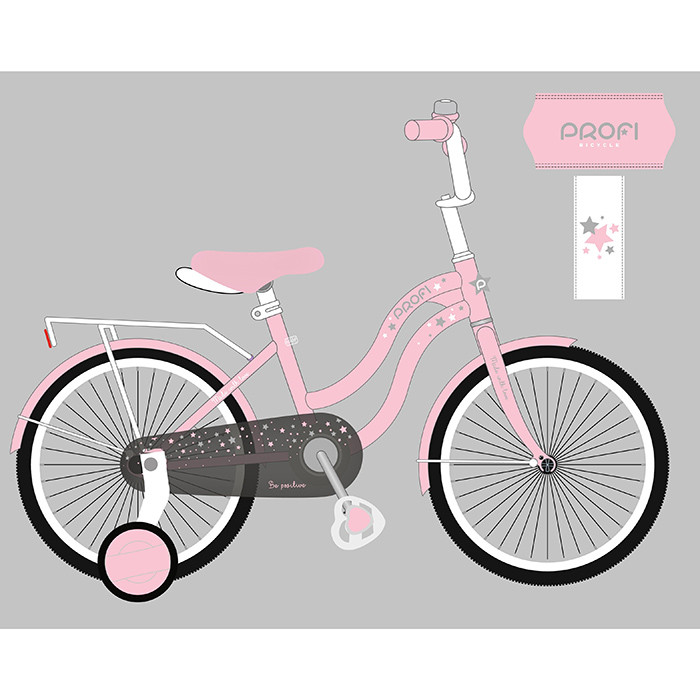 Велосипед дитячий PROF1 14д. MB 14061-1 (1шт) STAR,SKD75,рожевий,дзвін.,ліхтар,багажник,дод.кол
