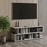 Геометрична полиця під телевізор у вітальню, підлогова телебачення тумба з ламінованого ДСП в залі, фото 2