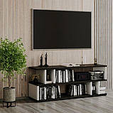 Геометрична полиця під телевізор у вітальню, підлогова телебачення тумба з ламінованого ДСП в залі, фото 3