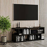 Геометрична полиця під телевізор у вітальню, підлогова телебачення тумба з ламінованого ДСП в залі, фото 7