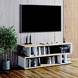 Геометрична полиця під телевізор у вітальню, підлогова телебачення тумба з ламінованого ДСП в залі, фото 5