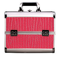 Алюминиевый кейс для косметики, цвет- розовый, лаковый