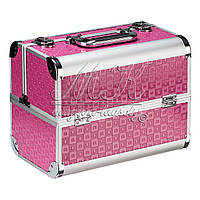 Профессиональный алюминиевый кейс для косметики "Exclusive Series" цвета: малиновый, розовый квадрат