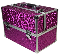 Алюминиевый кейс для косметики, текстура фиолетовый
