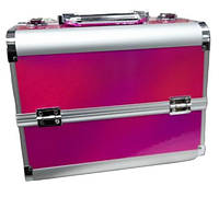 Профессиональный алюминиевый кейс для косметики, розовый градиент