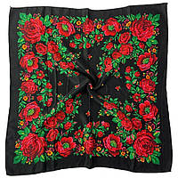 Весенний терновый платок с розами и маками. Украинский народный женский натуральный платок