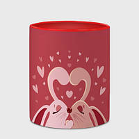 Чашка с принтом «Зайчики на День святого Валентина» (цвет чашки на выбор)