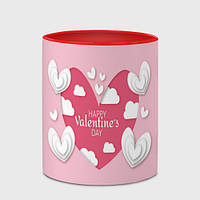 Чашка с принтом «Сердце на день святого Валентина» (цвет чашки на выбор)