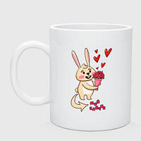 Чашка с принтом керамическая «Она мой зайчик»