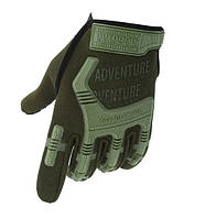 Тактические перчатки Adventure противоскользящие (универсальный размер) на липучке Оливковый дубл