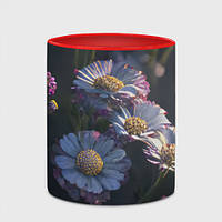 Чашка с принтом «Цветы необычные» (цвет чашки на выбор)