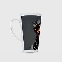 Чашка с принтом Латте «Девушка в очках в стиле Киберпанк»