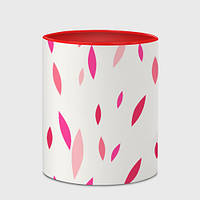 Чашка з принтом «Ніжний світлий фон і листя у відтінках рожевого» (колір чашки на вибір)