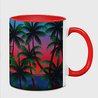 Чашка с принтом «Пальмы, море, лето» (цвет чашки на выбор)