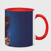 Чашка с принтом «Русалка в стиле Ренессанса с цветами» (цвет чашки на выбор)