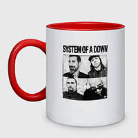 Чашка с принтом двухцветная «System of a down rock» (цвет чашки на выбор)