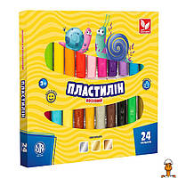 Пластилин круглый восковой, 24 цвета, детская игрушка, от 3 лет, Школярик 303110001-UA