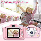 Дитяча цифрова камера Goopow з м'яким силіконовим чохлом та ремінцем SD-карта 32 ГБ рожева, фото 3