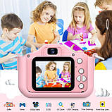Дитяча цифрова камера Goopow з м'яким силіконовим чохлом та ремінцем SD-карта 32 ГБ рожева, фото 5