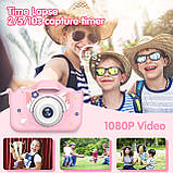 Дитяча цифрова камера Goopow з м'яким силіконовим чохлом та ремінцем SD-карта 32 ГБ рожева, фото 8