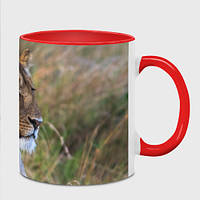 Чашка с принтом «Тигрица отдыхает» (цвет чашки на выбор)