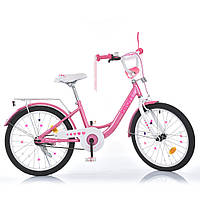 Детский двухколесный велосипед для девочки PROFI MB 20041 PRINCESS колеса 20 дюймов, розовый