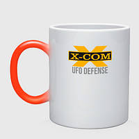 Чашка с принтом хамелеон «X-COM ufo defence» (цвет чашки на выбор)