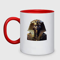 Чашка с принтом двухцветная «Египетский фараон» (цвет чашки на выбор)