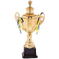 Кубок спортивный с ручками и крышкой Zelart GRAND C-1506A высота 53см золотой sh