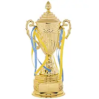 Кубок спортивный с ручками и крышкой SP-Sport CARVED QY078C высота 37см золотой
