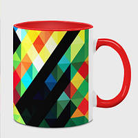 Чашка с принтом «Цветная мозаика плитки» (цвет чашки на выбор)