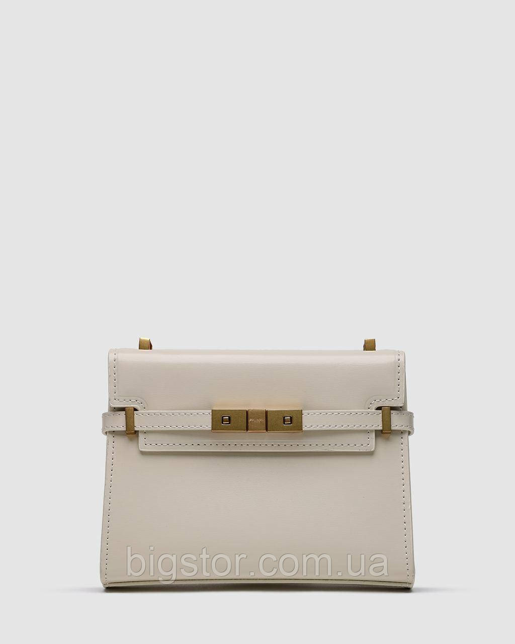 Жіноча сумка клатч Yves Saint Laurent шкіряна молочного кольору маленька через плече