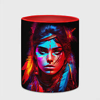 Чашка с принтом «Индианка в ярких перьях» (цвет чашки на выбор)