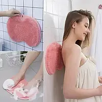 Силіконовий масажний килимок щітка мочалка Чистюля LY-379 для спини та ніг у ванну та душ рожевий на присосок