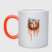Чашка с принтом хамелеон «Тигровый окрас» (цвет чашки на выбор)